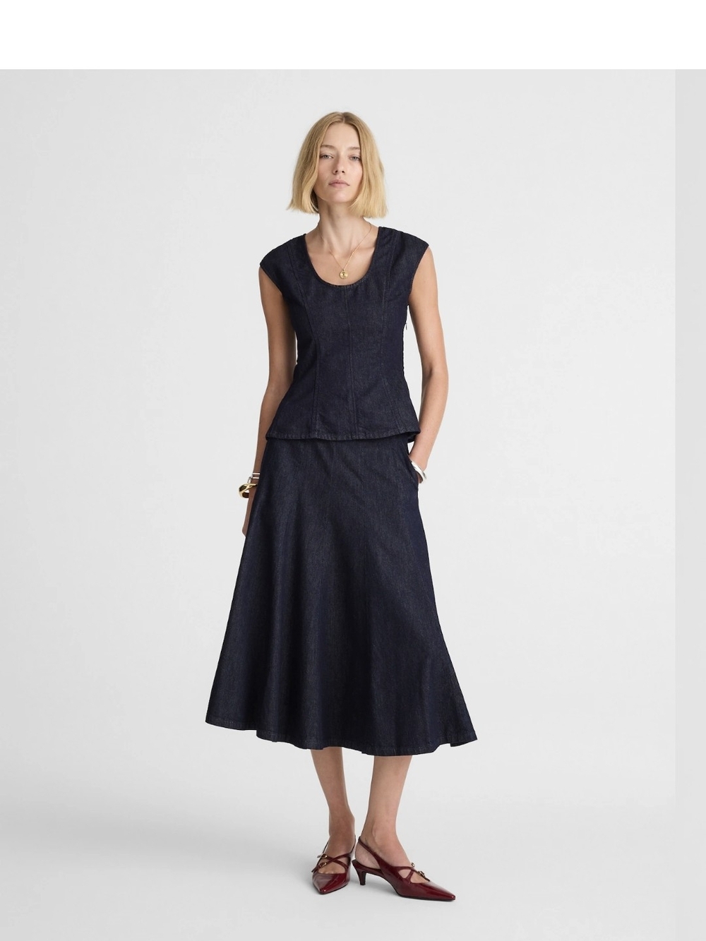 Madewell Dark Indigo Scoop Neck Denim Tank - Picture 2 of 10